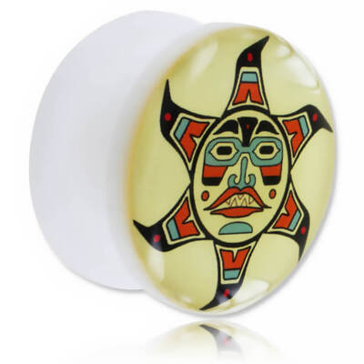 Aztec Sun Acrylic Screw-On Ear Plug