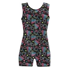 BLACK STAR HEARTS MORET DANCE GYM LEOTARD BIKETARD OUTFIT SIZE 6 - 7 SMALL NWT