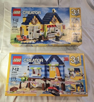 Lot Of 2 Retired Lego Creator Sets: Beach Hut 31035 & Seaside Vacation 31063 New