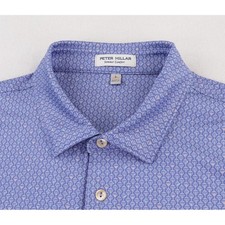Peter Millar Polo Shirt Mens L Purple Martini Print Summer Comfort MS23EK20S
