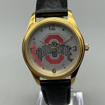 Vtg Sun Time Ohio State Buckeyes Women Watch 32mm Gold Tone Leather New Battery