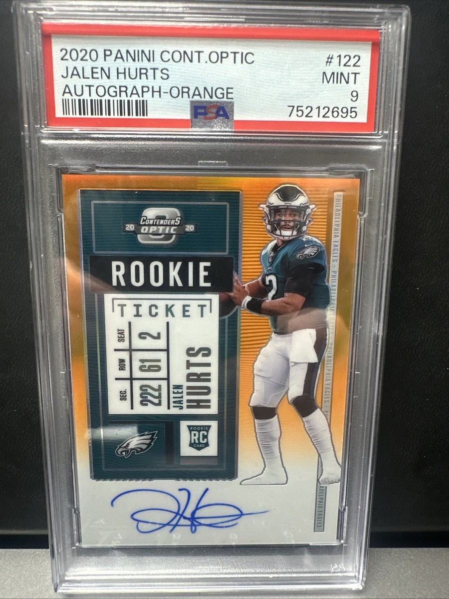 jalen hurts graded rookie card 2020 Contenders Optic Rookie Ticket Jalen Hurts Orange /50 PSA 9 EAGLES RC!!