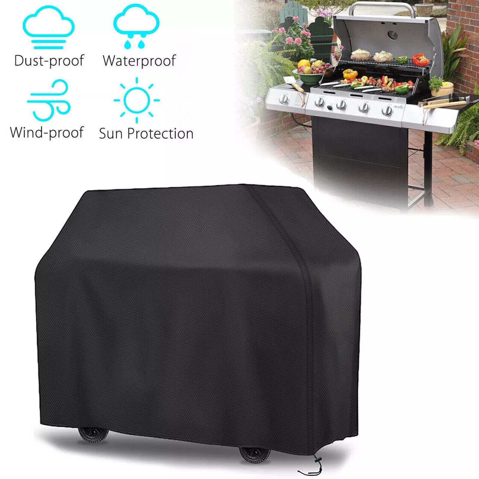 Waterproof BBQ Cover Heavy Duty Rain Gas Barbeque Smoker Gri