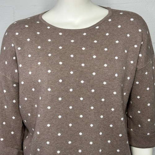 Cynthia Rowley Brown Polka Dot Sweater Women's 1X 3/4 Sleeve Career Cottage - Picture 14 of 17