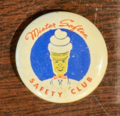 Vintage Mister Softee Safety Club Pin Button 1950s Ice Cream Truck RARE