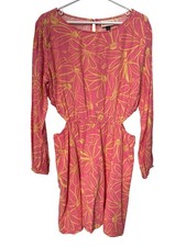Universal Thread ALine Dress Size XL Floral Long Sleeve Cutout Elastic Waist NEW