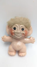 1960s Vintage 3" Thomas Dam Troll Doll Made In Denmark on back Stubby Chubby