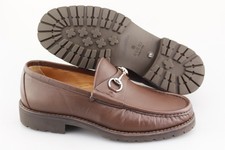 Men's GUCCI 'Horsebit' Brown Leather Loafers Size US 8.5 - D GUCCI 8.5 - D