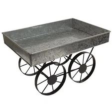 Metal Hay Wagon Galvanized Rustic Farmhouse Country Table Decor Floral Primitive