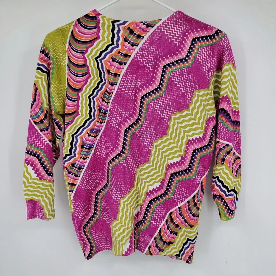 Joseph A Button Front Artsy Art to Wear Abstract Retro 70's Inspo Cardigan Mediu - Image 3 of 4