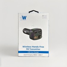 Just Wireless Bluetooth FM Transmitter  Hands  Free  Dual USB  A/USB  C   Car Adapter