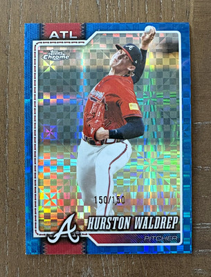 2025 Topps Chrome Hurston Waldrep Blue Mini Diamond Refractor /150 Braves #141