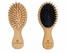 TreasureStash Mini Travel friendly Bamboo Wood Hair Brush - 2 Pack