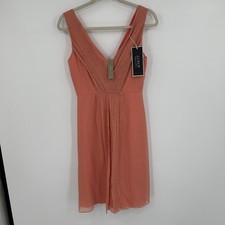 J.Crew Silk Dress Womens 2 Coral Weddings Bridesmaid V-Neck Pleated Bodice Midi