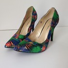 Tropical Print C. Label Sz 9 Stilleto Heel Pointed Toe Blue Orange Pattern