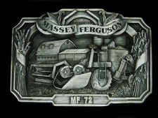 UB01159 NOS VINTAGE 1986  MASSEY FERGUSON MF 72  TRACTOR PEWTER BELT BUCKLE