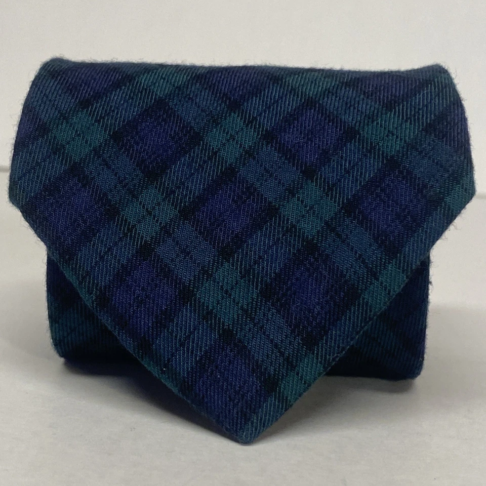 Corbata GAP verde azul a cuadros acogedora mezcla de lana vintage hecha en EE. UU. A41 Foto 2 de 4