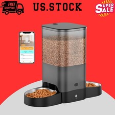 5L Automatic Cat Feeder for Two Cats WiFi App Control Dual Power Black