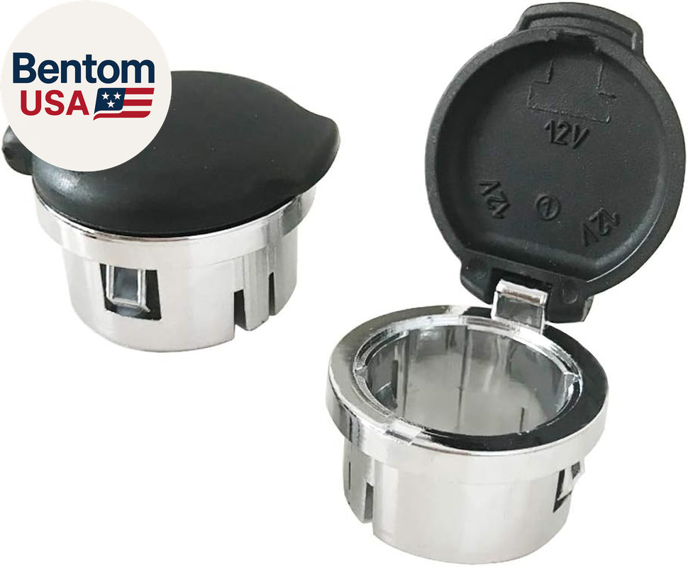 Set of 2 Plug Cover Cap 12V Chrome Replacement Power Outlet 