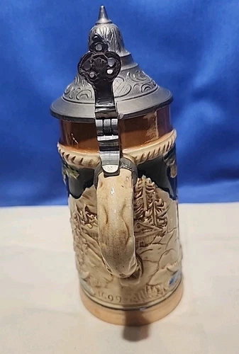 Vtg German Beer Stein w/ Lid - "In Freud and. sorry, drink always" (Translation) - Picture 4 of 11