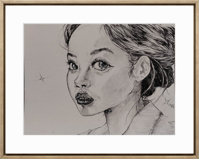 Hand Drawn 9x12 Neutral Original Drawing Wall Art Living Room Decor