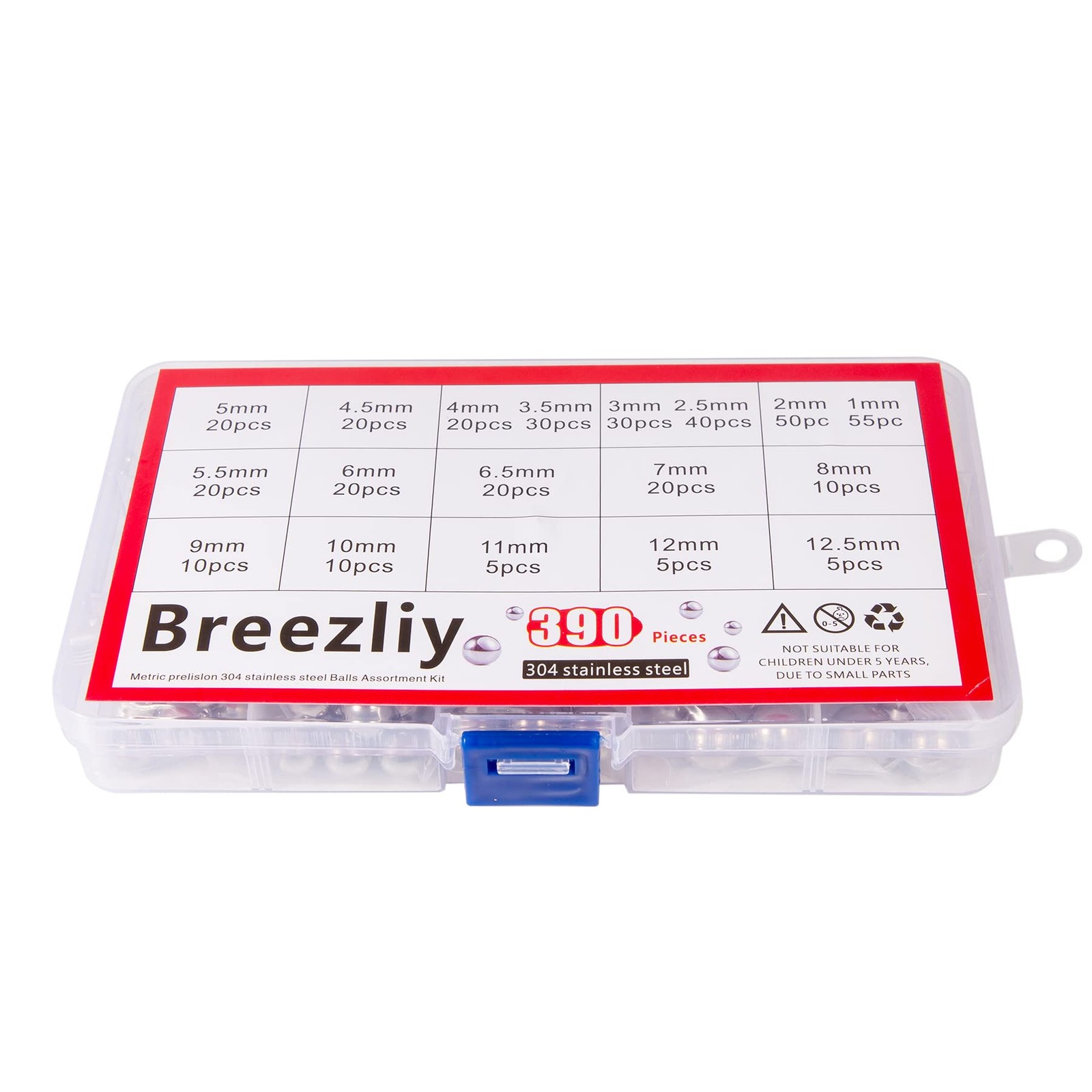 Breezliy 304 Stainless Steel Ball18 Sizes 1-12.5Mm Metric Precision 30