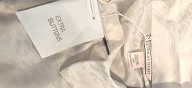 Victoria&rsquo;s Secret Satin Pajama Set L Ivory Leopard Black Piping Button Packet