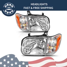 For 2005-2006 Toyota Tundra 2005-2007 Sequoia Headlights Halogen Headlamps Amber