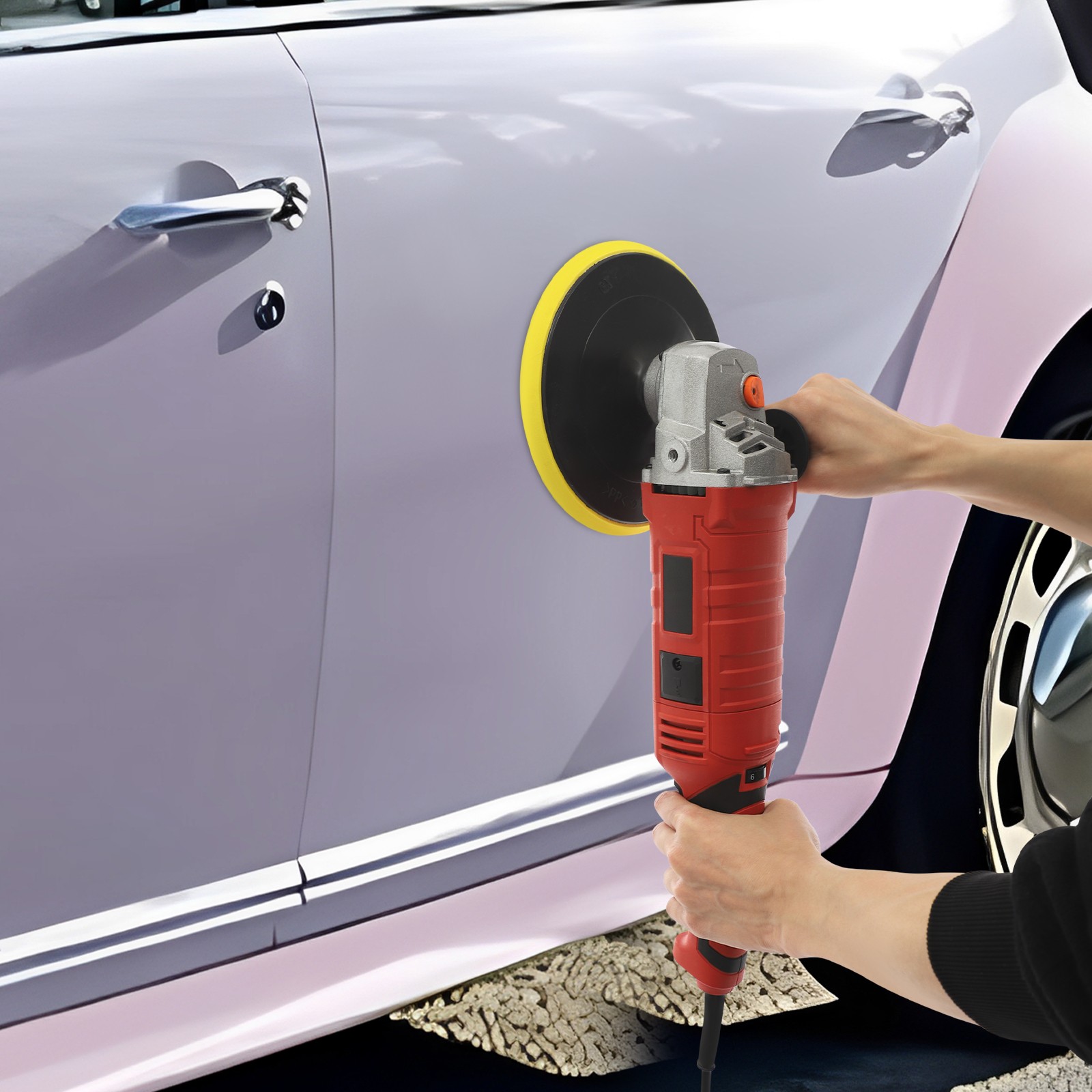 Red Car Sander Polisher Metal Polishing Machine Pure Copper Motor Handheld 65dB