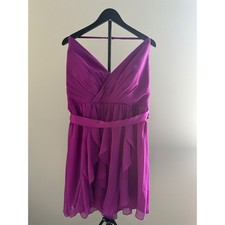 White by Vera Wang Short Chiffon Halter Dress Cassis Purple Womens 16