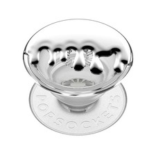 PopSockets Adhesive Phone Grip W/Expandable Kickstand Chrome Drip Silver 805444