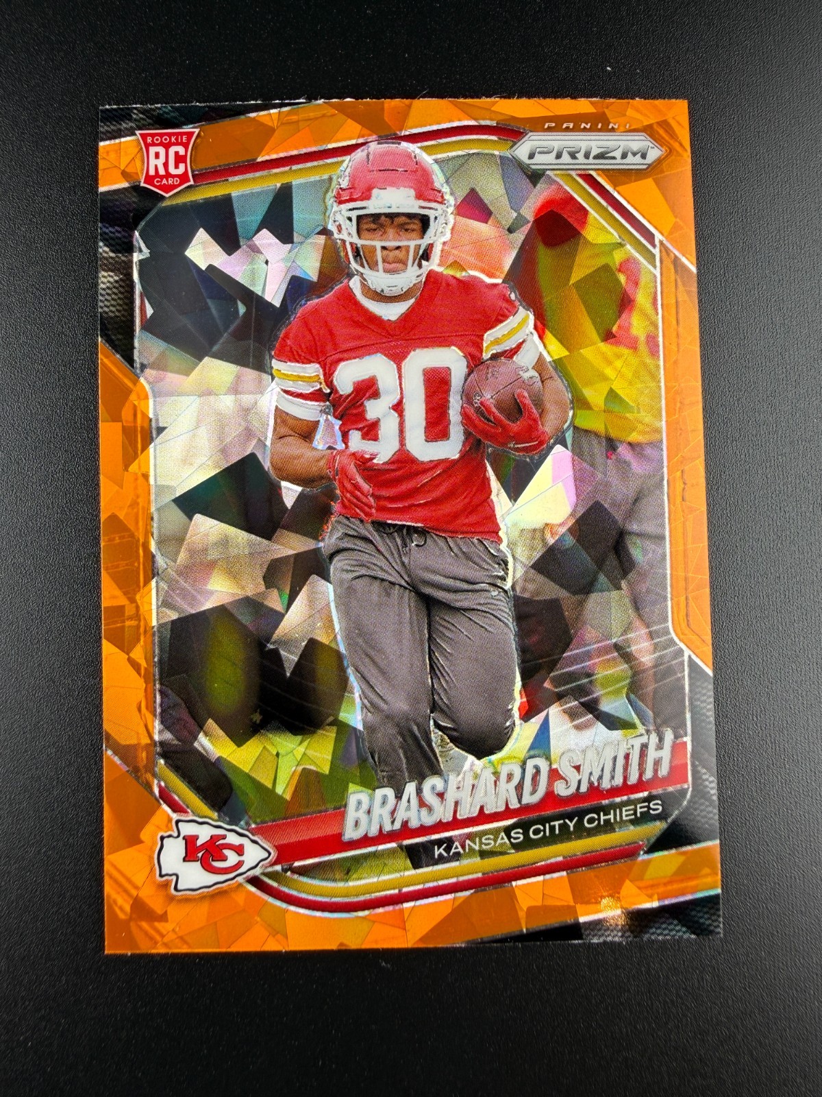 2025 Panini Prizm Brashard Smith RC Orange Cracked Ice Kansas City Chiefs #308