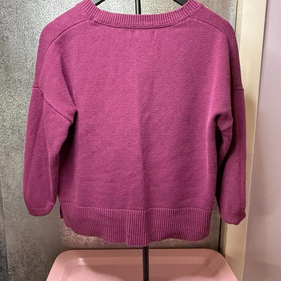 Suéter Suéter Top Rosa Tahari Para Mujer Algodón Tejido Cuello en V Manga Larga Talla M Foto 4 de 4