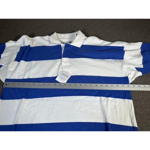 Deadstock ColumbiaKnit Rugby Long Sleeve Shirt Mens XL White Blue Striped USA - Picture 11 of 16