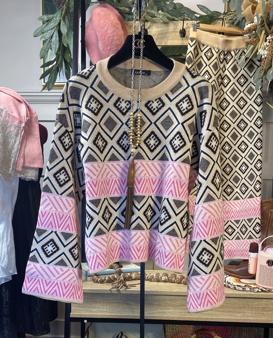 Leg Pant Suit Two Piece Sets Knitwear Sweater Tracksuits Women Sweater