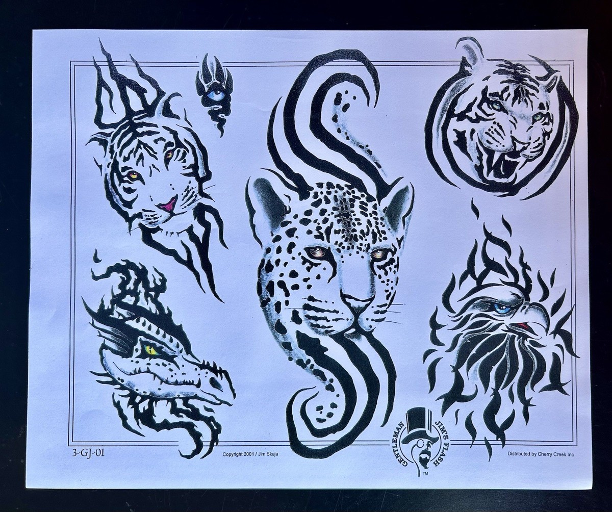 Tattoo Flash - Jim Skaja - Cherry Creek - 10 Vintage Color Sheets