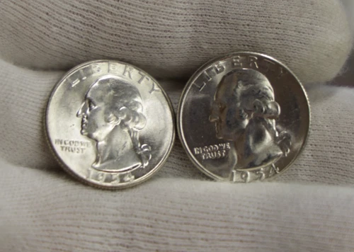 (2) 1954 S US Washington Quarters 25c Nice Unc From Original Roll.