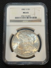 1882 S $1 dollaro Morgan NGC MS65 tono