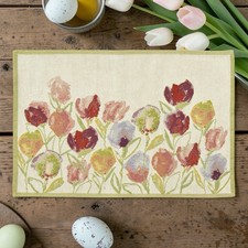 SANDER Gobelin Tischset Platzdeckchen FRÜHLING OSTERN TULIP GLOW  Baumwollmix
