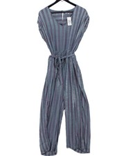 Oliver Bonas Women's Jumpsuit UK 14 Multi Striped 100 Viscose Wide-Leg Jumpsuit
