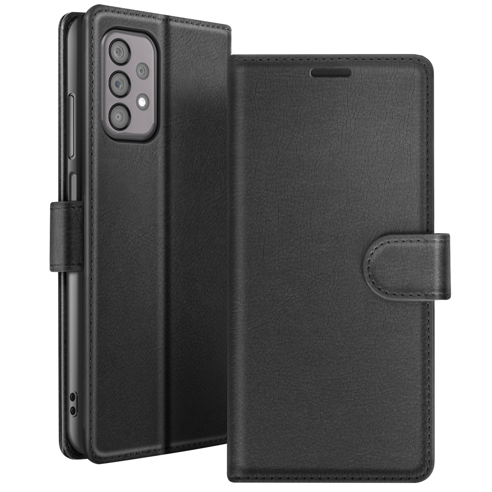 Étui portefeuille Zanaé pour Galaxy A23 5G avec support vidéo noir en cuir synthétique