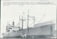 1969 Pearl Harbor Hawaii Badger State Cargo Ship Explosion Wirephoto 7X9