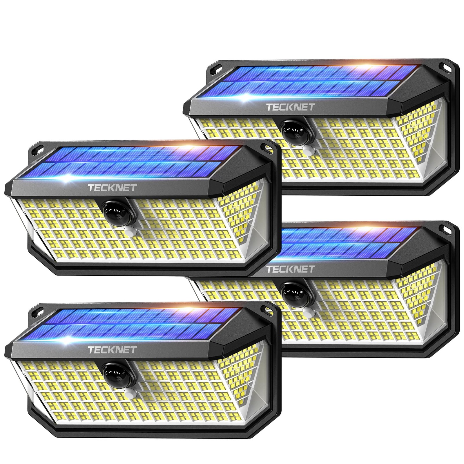 TECKNET 416 LED Solar Lights Outdoor Garden 4200Lm, Motion 4 Packs, Black