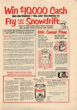 1952 Snowdrift Shortening Contest and List of Prizes  Vintage Print Ad