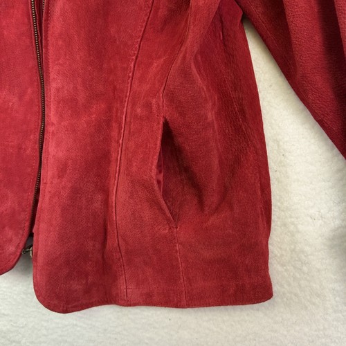Vintage Live a Little Jacke Damen XL rot Wildleder Leder durchgehender Reißverschluss Kragen - Bild 6 von 15