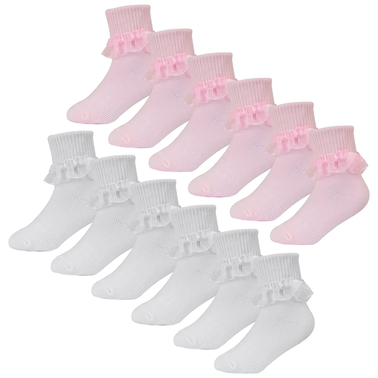 Baby Girls Lace Socks by Sock Snob 6 Multi Pack Cute School Socks