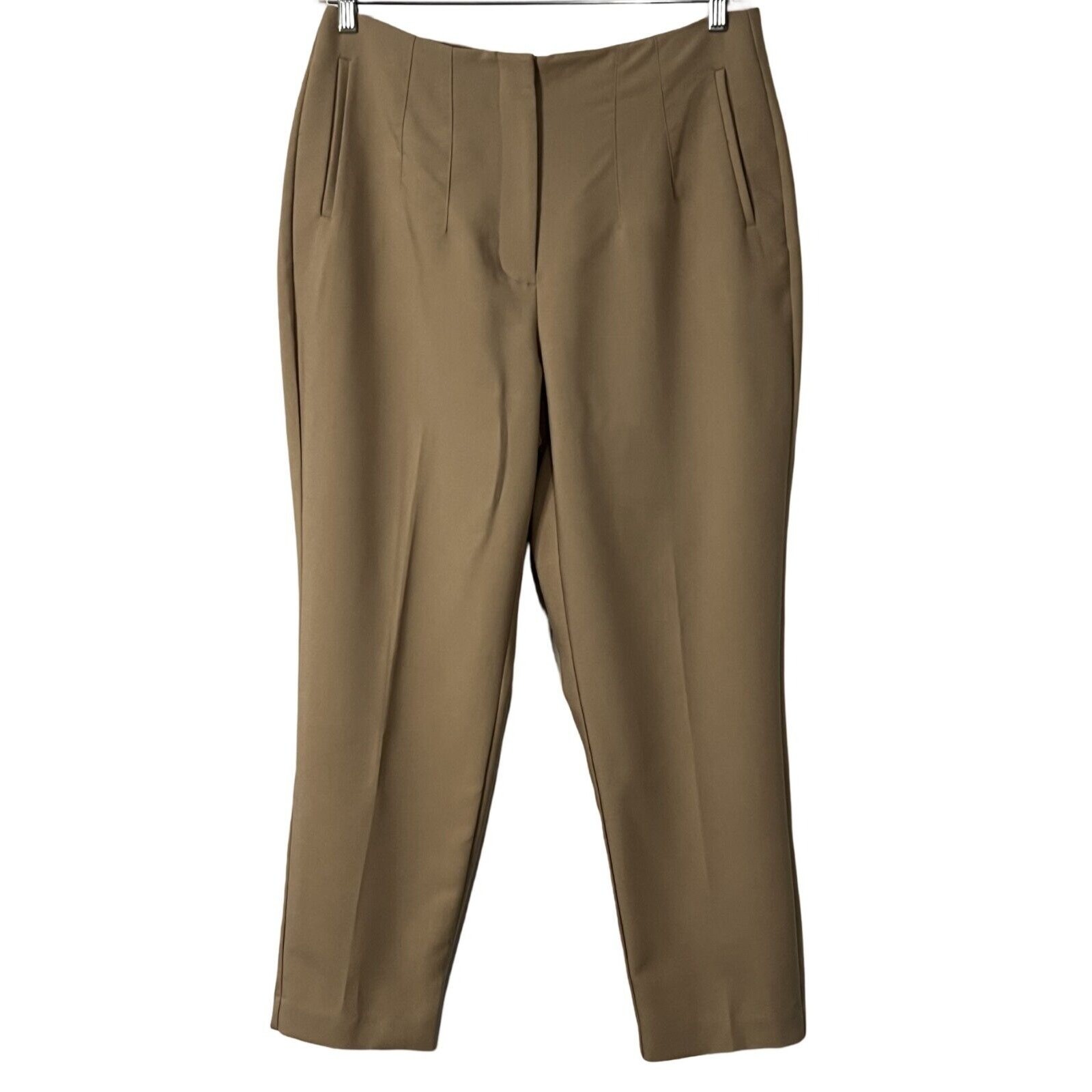 Nine West Womens Dress Pants Size 14 Beige Hook and Eye Pockets Straight Leg