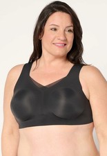 Evelyn  Bobbie Ultra Lift Defy Mesh Trimmed Seamless Wirefree Bra 3XL Black