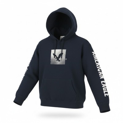 American Eagle Outfitters Herren Kapuze L Dunkelblau Weich Känguru Zug Auf