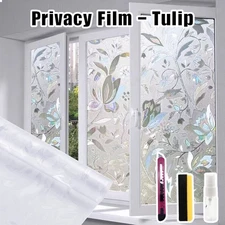 1 Count Window Privacy Film, Decorative Stained Glass Window Film, Sun Blocking 